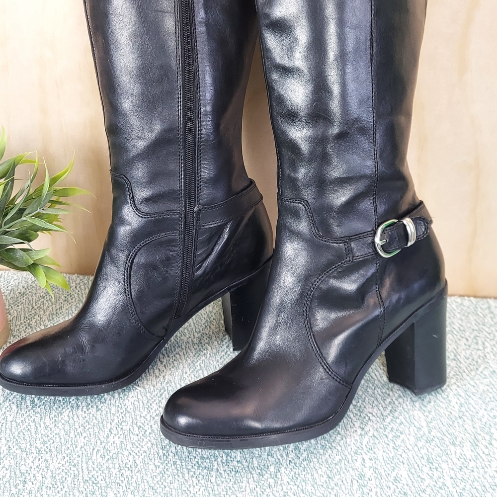 Franco Sarto Carlie Knee High Boots, Black Leather, Sz 11 - Picture 2 of 16